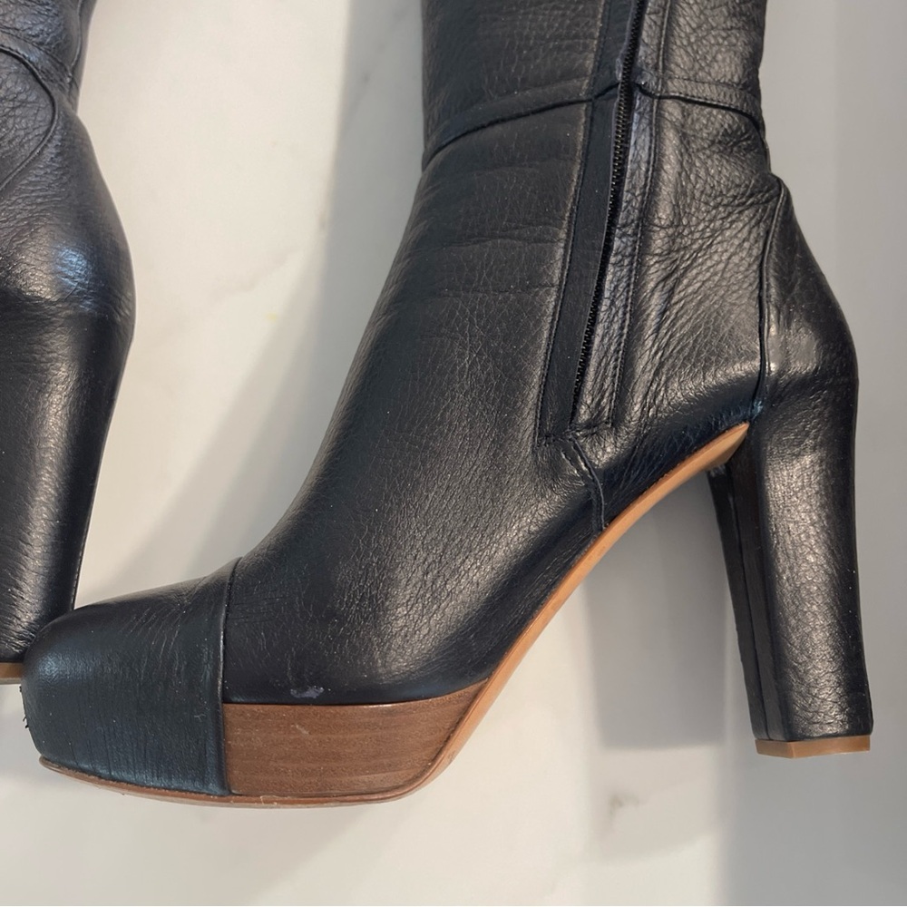 Roberto Del Carlo Black Leather Platform Heeled Boots